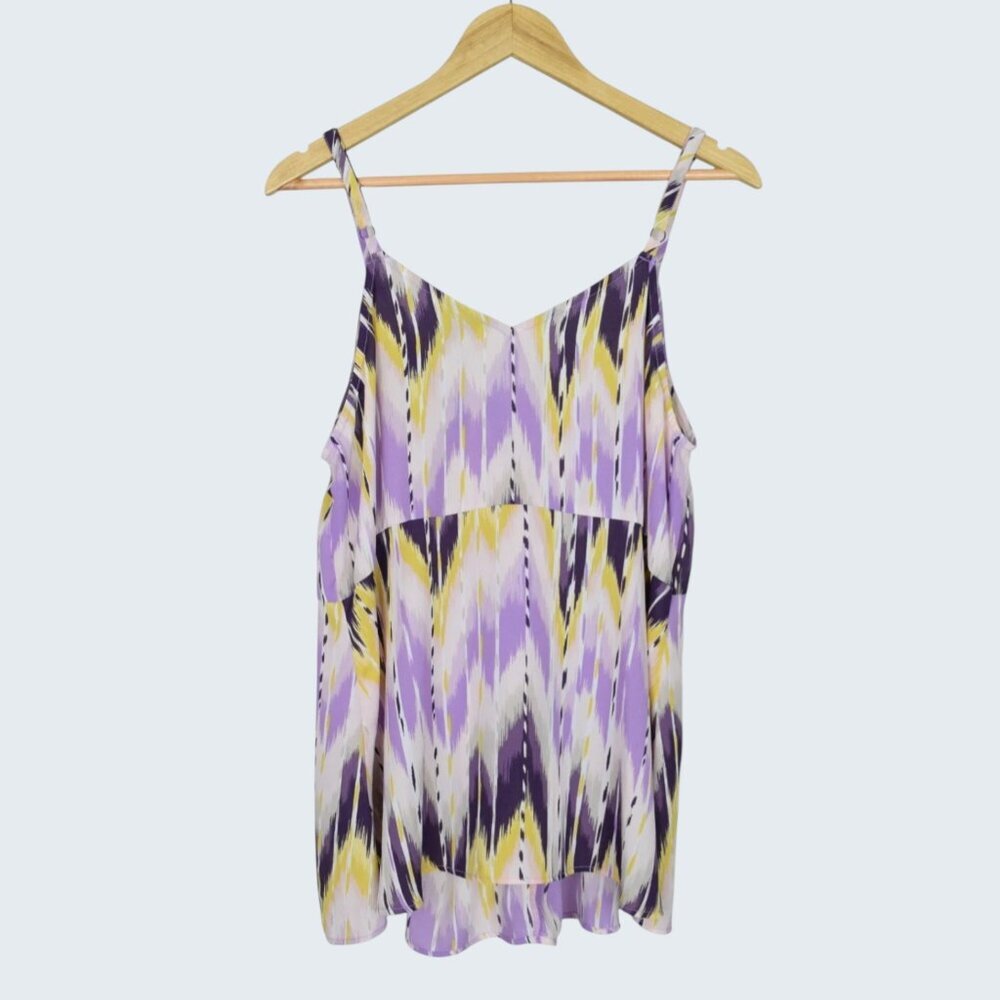 TORRID PURPLE AND YELLOW FRONT TIE DRESSY TANK TOP - Picture 4 of 6
